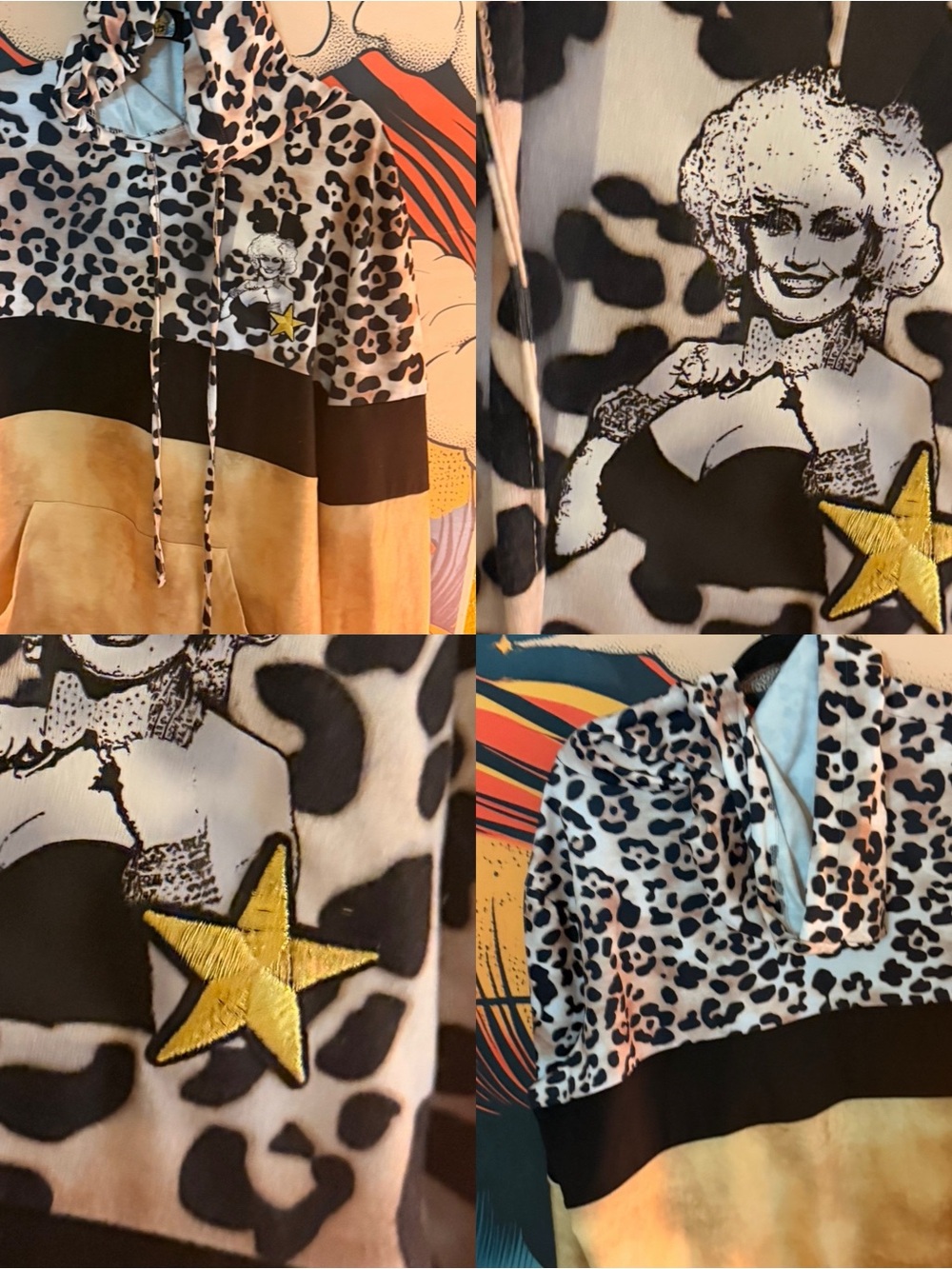 DOLLY PARTON CUSTOM LEOPARD HOODIE XL